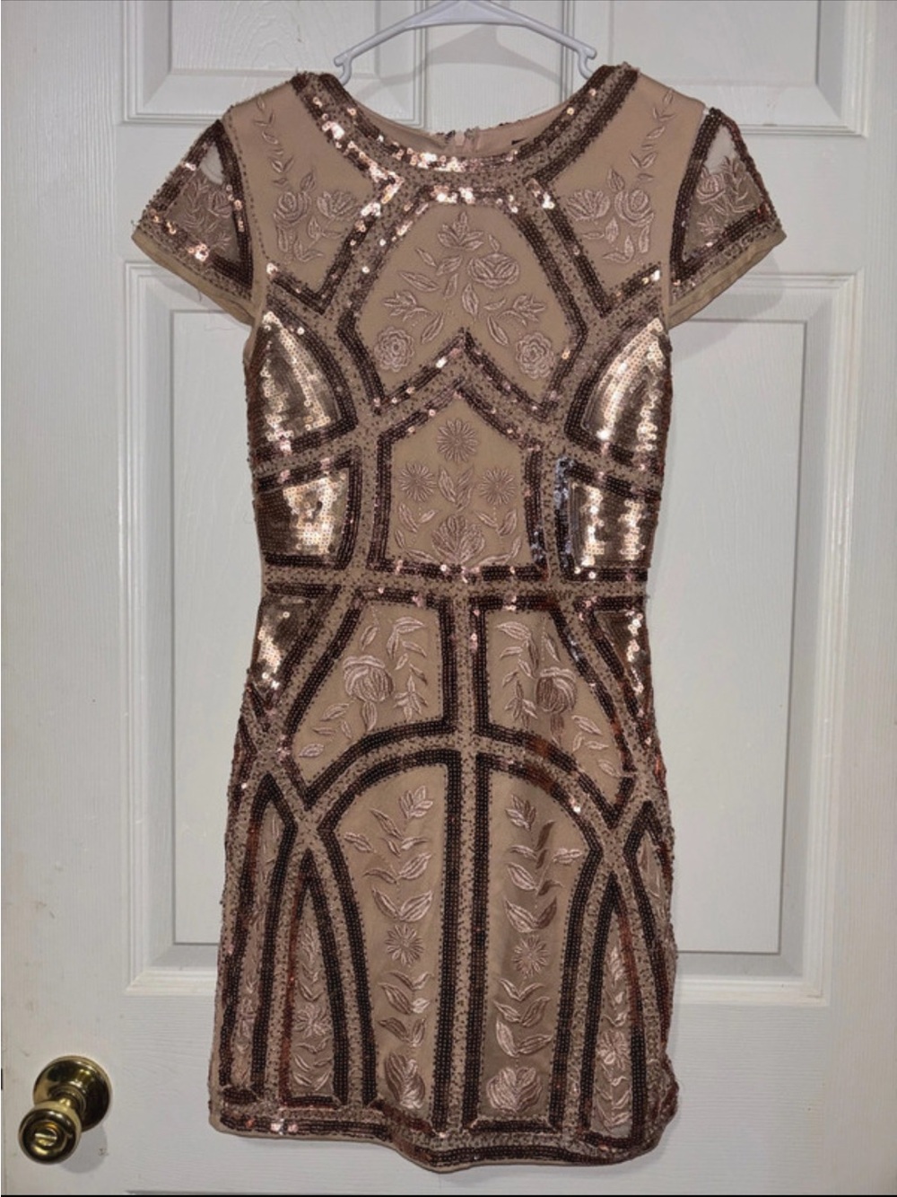 Lulu's Rose Gold Embroidered Sequin Cocktail Dress